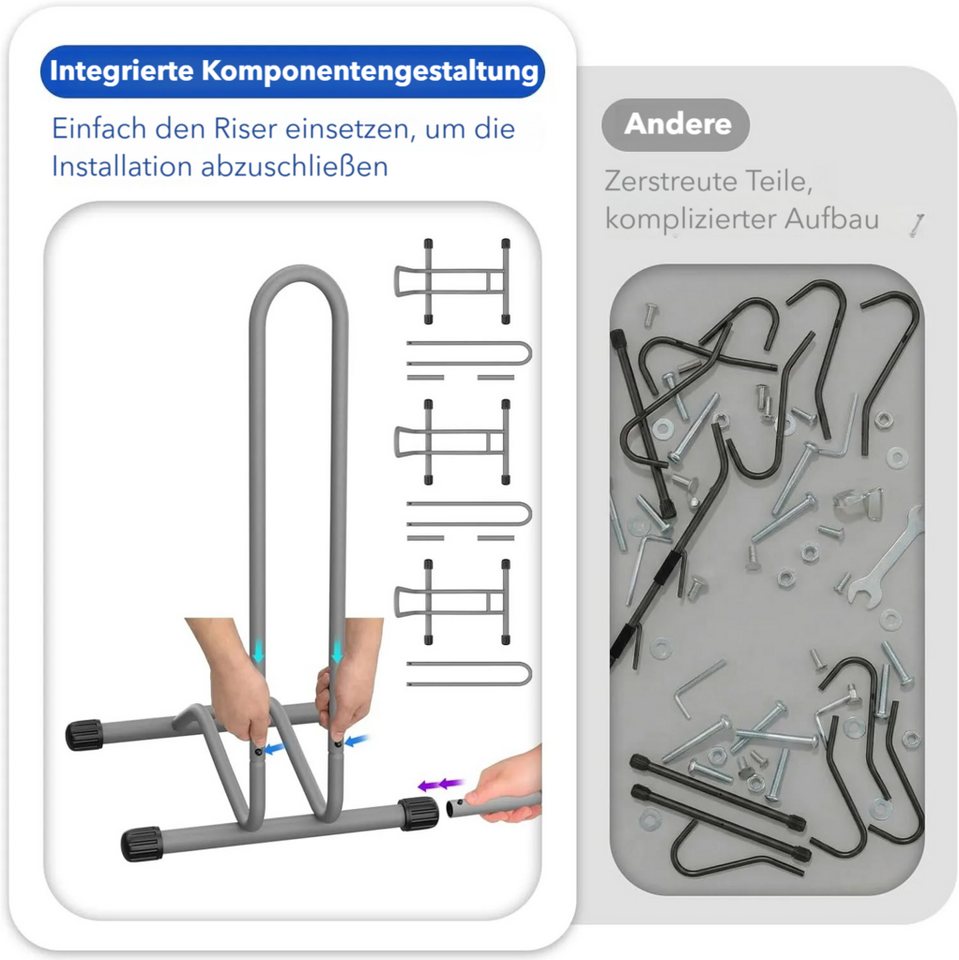 TLGREEN Fahrradständer Boden,Abnehmbar Bodenständer Fahrräder, (3-St., Reifenbreite bis 80 mm, Freistehend Fahrradhalter), Radständer für Mountainbike Rennrad M – Bild 3 von 5