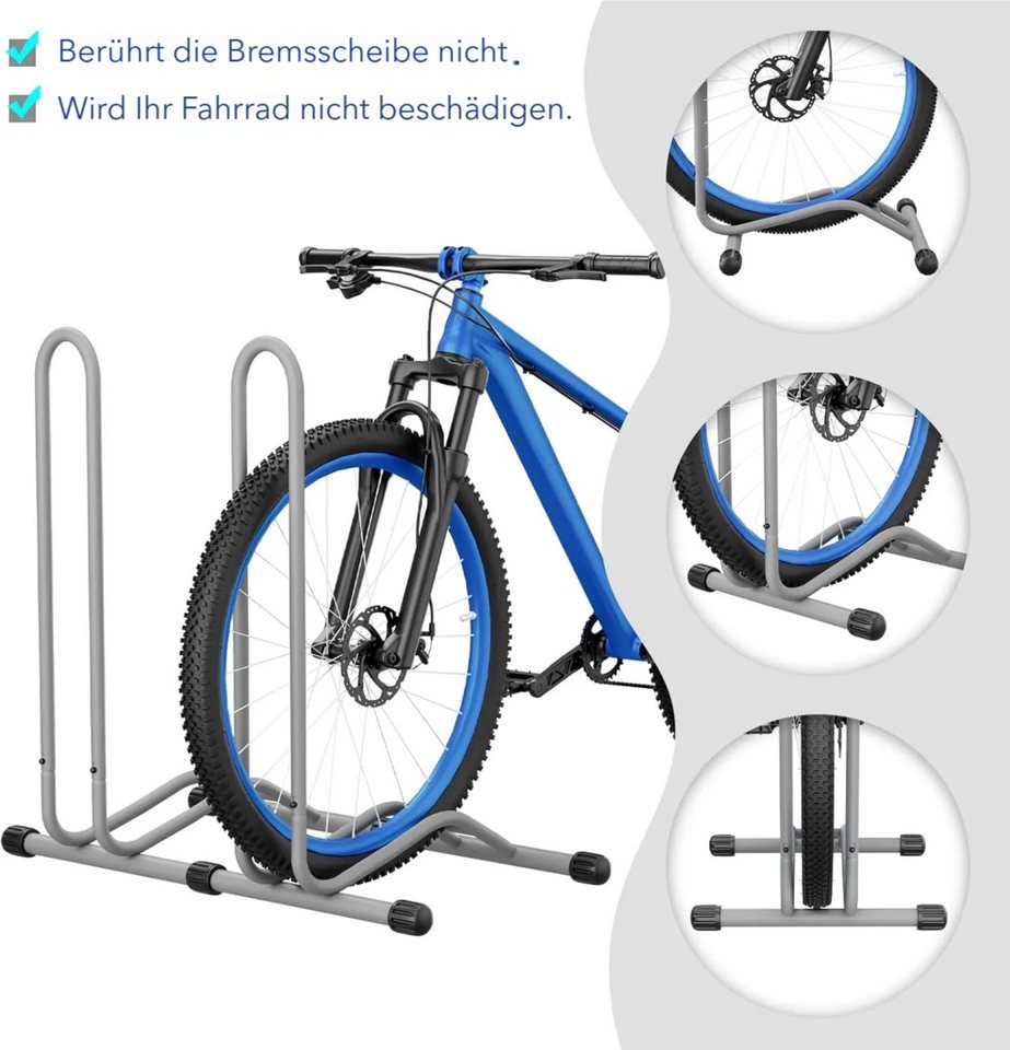 TLGREEN Fahrradständer Boden,Abnehmbar Bodenständer Fahrräder, (3-St., Reifenbreite bis 80 mm, Freistehend Fahrradhalter), Radständer für Mountainbike Rennrad M – Bild 5 von 5