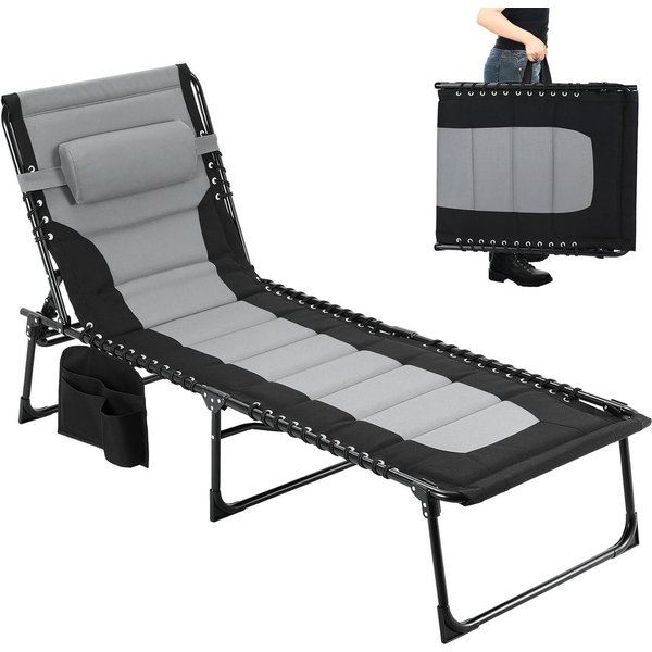 TLGREEN Gartenliege,XXL Sonnenliege klappbar,Gartenliege mit Kopfstütze, 199×66×35 cm Liegestuhl mit 5-Fach Verstellbarer Rückenlehne, 1 St., extra Große Garten