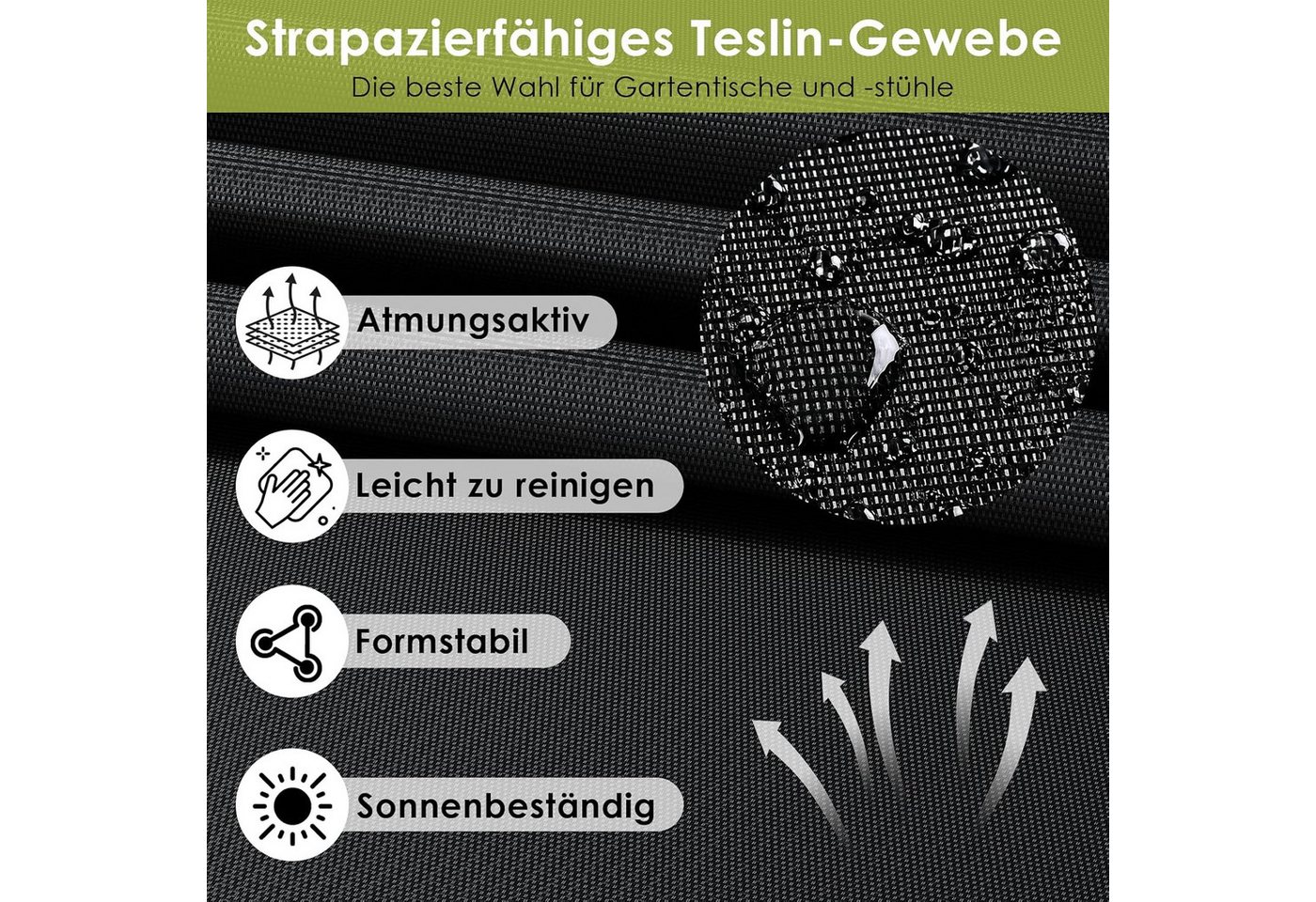 TLGREEN Gartenlounge-Set 4-teiliges Gartenmöbel Set, (Wetterfeste Sitzgruppe mit 1 Gartenbank, 2 Stühlen & 1 Glastisch, Textilene Outdoor Lounge), Modern Balkon – Bild 4 von 5