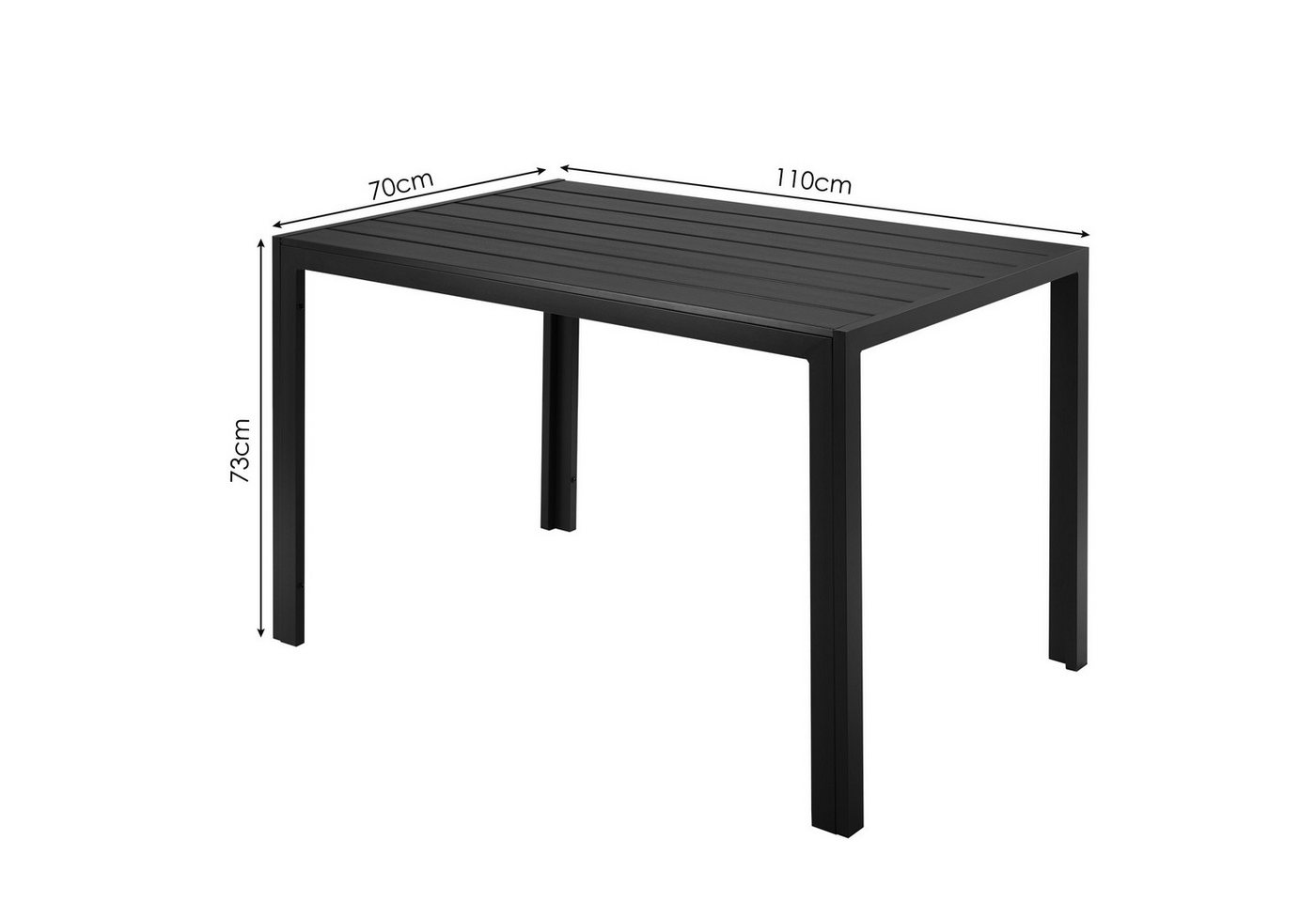 TLGREEN Gartentisch 110x70cm WPC Balkontisch,Rechteckiger Terrassentisch, Esstisch Outdoor (Hitze- und Wetterbeständig, rutschfest, Brettbreite 9cm) – Bild 2 von 5