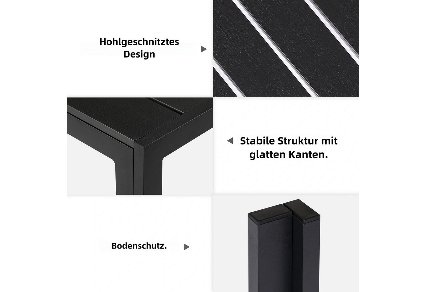 TLGREEN Gartentisch 110x70cm WPC Balkontisch,Rechteckiger Terrassentisch, Esstisch Outdoor (Hitze- und Wetterbeständig, rutschfest, Brettbreite 9cm) – Bild 4 von 5