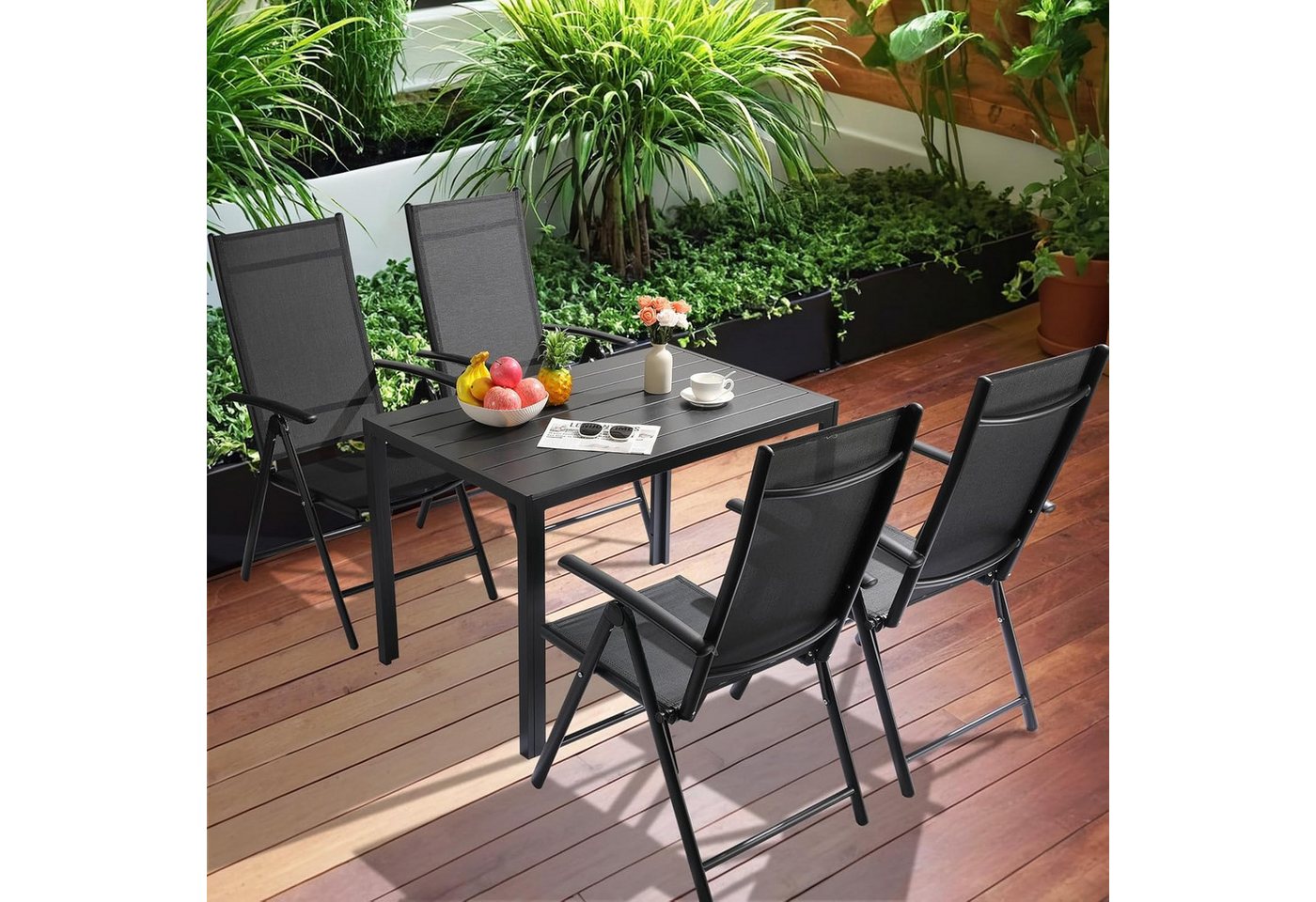 TLGREEN Gartentisch 110x70cm WPC Balkontisch,Rechteckiger Terrassentisch, Esstisch Outdoor (Hitze- und Wetterbeständig, rutschfest, Brettbreite 9cm) – Bild 5 von 5