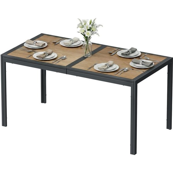 TLGREEN Gartentisch Groß, 150×80×72 cm DPC Balkontisch, (Rechteckiger Terrassentisch mit Metallgestell), Esstisch Outdoor für Garten, Balkon, Terrasse,Innenräum