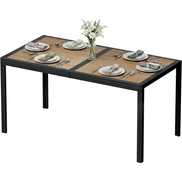 TLGREEN Gartentisch Groß, 150×80×72 cm DPC Balkontisch, (Rechteckiger Terrassentisch mit Metallgestell), Esstisch Outdoor für Garten, Balkon, Terrasse,Innenräum