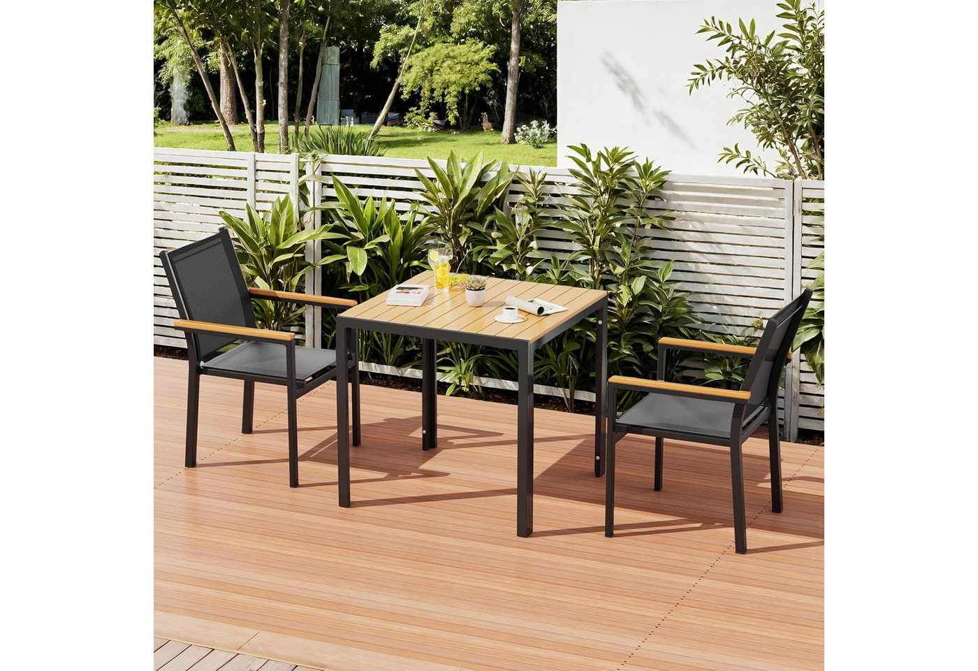 TLGREEN Gartentisch Wetterfest,Balkontisch Aluminium mit WPC Tischplatte, (Outdoor Esstisch für Balkon und Terrasse, Leichtgewicht), Stabiler Quadratisch Terras – Bild 2 von 5