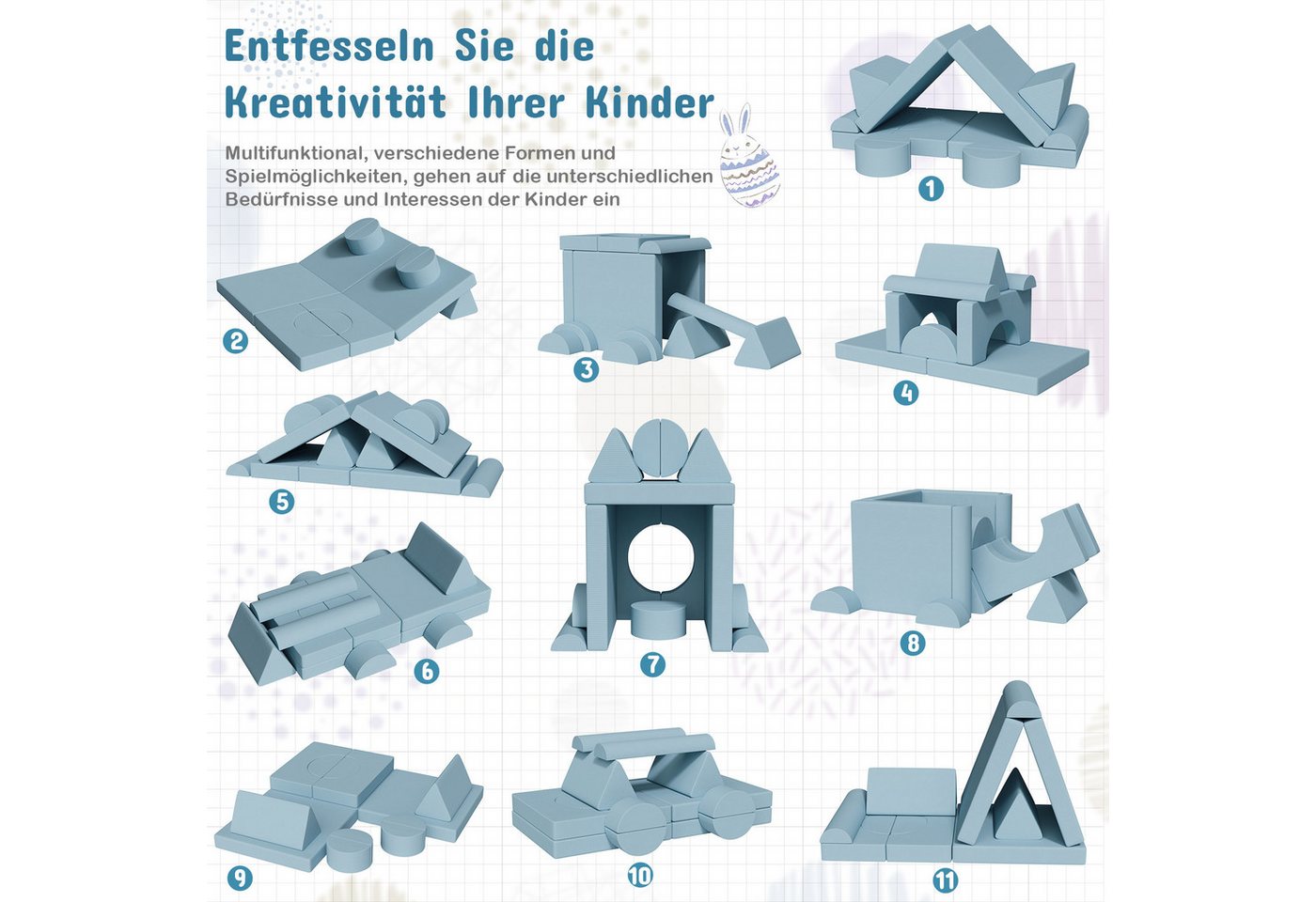 TLGREEN Kindersofa Spielsofa Cord, 15-Teiliges Modulare Kinderspielcouch, Kindersofa-Bausteine, Spielsofa für Kinder, kreatives Spielen für Kuschelecke im Kinde – Bild 3 von 5