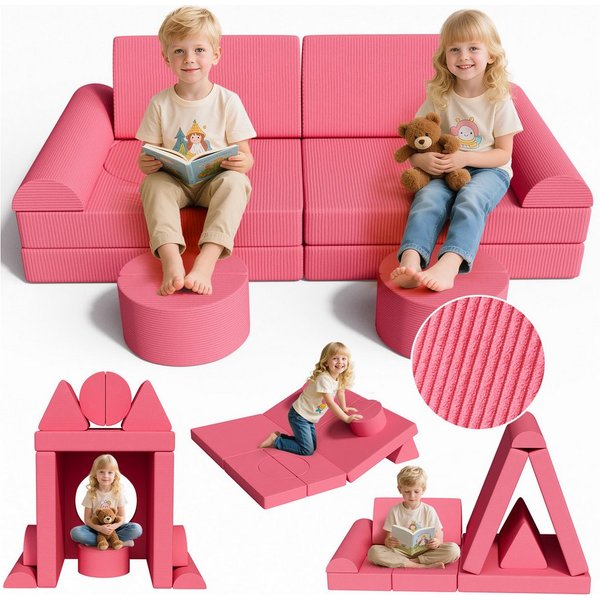 TLGREEN Kindersofa Spielsofa Cord, 15-Teiliges Modulare Kinderspielcouch, Kindersofa-Bausteine, Spielsofa für Kinder, kreatives Spielen für Kuschelecke im Kinde