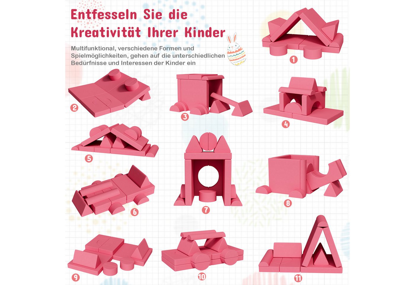 TLGREEN Kindersofa Spielsofa Cord, 15-Teiliges Modulare Kinderspielcouch, Kindersofa-Bausteine, Spielsofa für Kinder, kreatives Spielen für Kuschelecke im Kinde – Bild 3 von 5