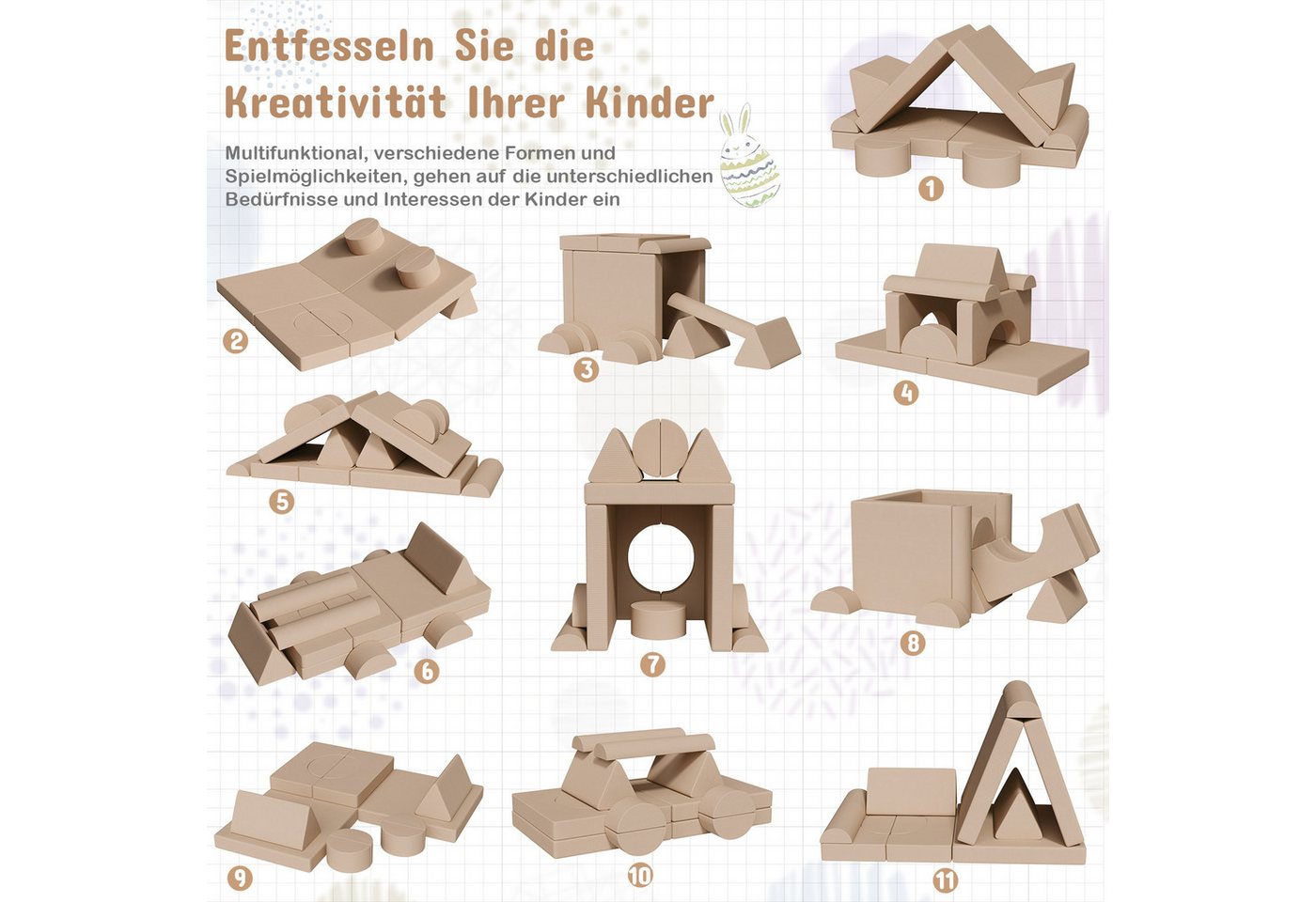TLGREEN Kindersofa Spielsofa Cord, 15-Teiliges Modulare Kinderspielcouch, Kindersofa-Bausteine, Spielsofa für Kinder, kreatives Spielen für Kuschelecke im Kinde – Bild 3 von 5