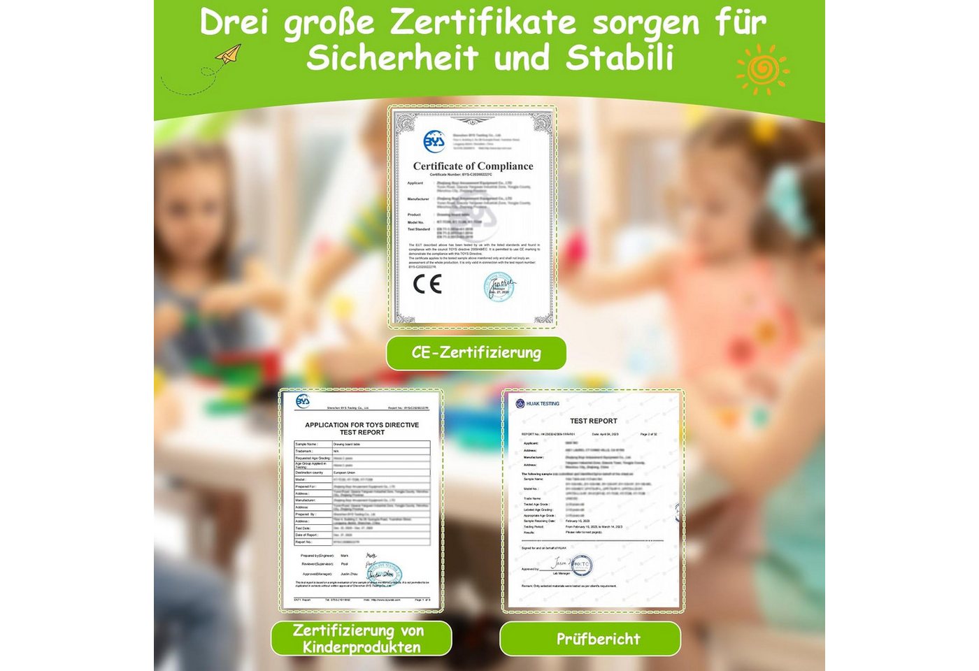 TLGREEN Kindertisch mit 6 Stühlen, Kindertischgruppe Höhenverstellbar, Kinder Tisch Stuhl Set – Bild 2 von 5