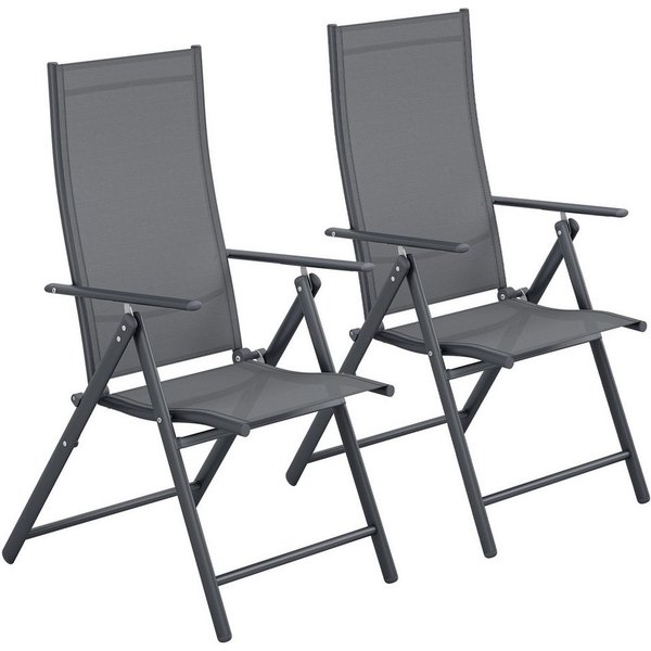 TLGREEN Klappstuhl 2-er Set Gartenstuhl,Klappbarer aus Texteline-Gewebe, (7-Fach Verstellbare Rückenlehne,Bis 120kg Belastbar, 2 St), für Garten, Terrasse, Balk
