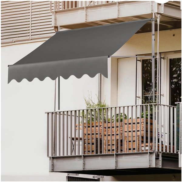 TLGREEN Klemmmarkise,Balkonmarkise,Sonnenschutz mit Handkurbel, (Wasserdicht UV-beständig Höhenverstellbar) Wasserabweisend Terrassenüberdachung