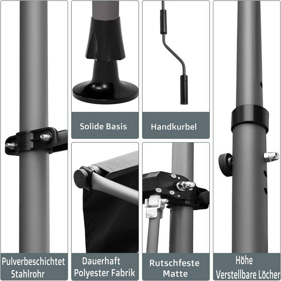 TLGREEN Klemmmarkise,Balkonmarkise,Sonnenschutz mit Handkurbel, (Wasserdicht UV-beständig Höhenverstellbar) Wasserabweisend Terrassenüberdachung – Bild 5 von 5