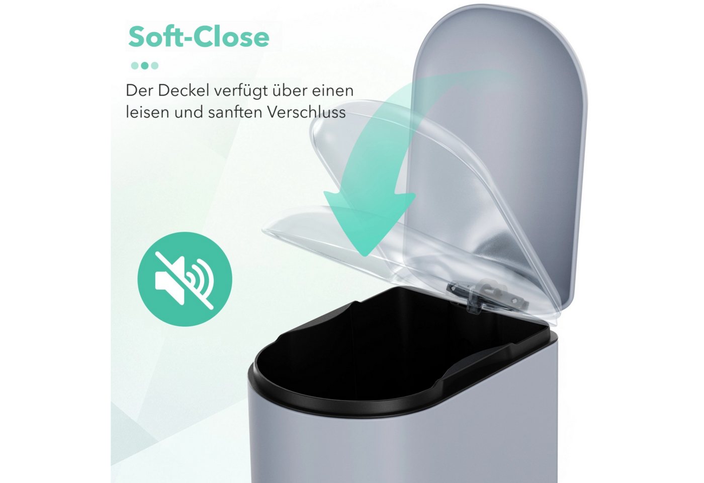 TLGREEN Mülleimer 20L Treteimer aus Edelstahl mit Soft-Close-Deckel, herausnehmbarem Inneneimer und Fußpedal, für Küche, Bad und Büro – Bild 4 von 5