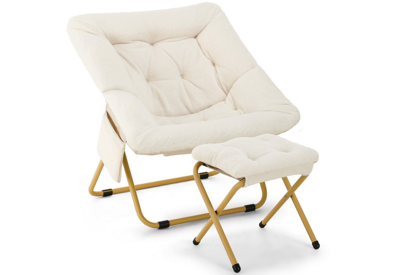 TLGREEN Relaxsessel,klappbarer Lounge-Sessel mit Hocker, (Weicher Kunstfell-Lesesessel, Relaxsessel mit Hocker),Ideal für Wohnzimmer, Schlafzimmer & Spielzimmer – Bild 2 von 5