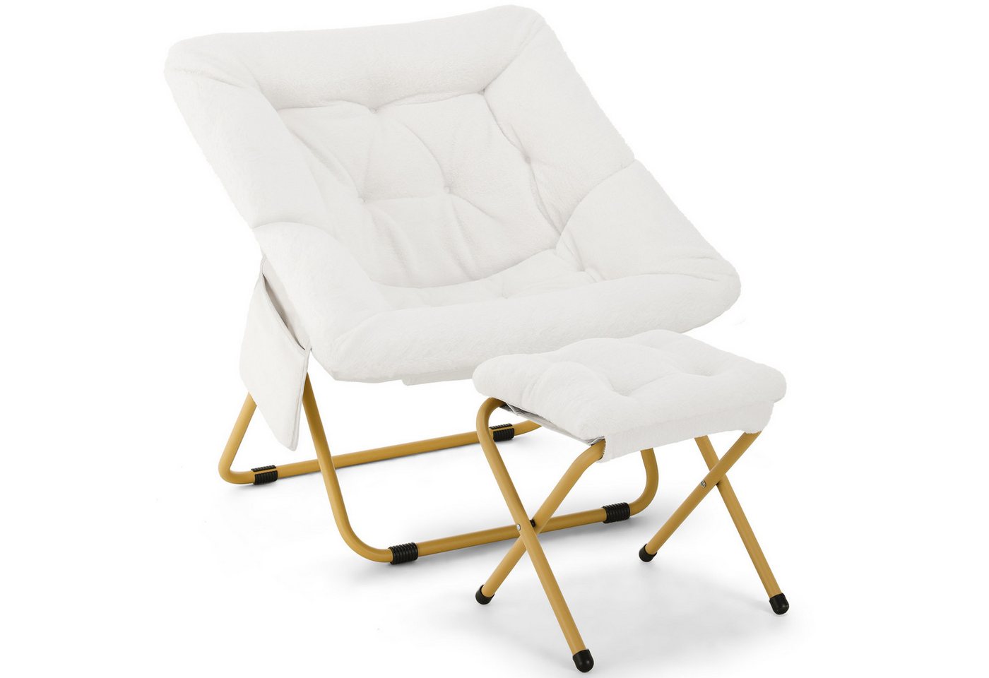 TLGREEN Relaxsessel,klappbarer Lounge-Sessel mit Hocker, (Weicher Kunstfell-Lesesessel, Relaxsessel mit Hocker),Ideal für Wohnzimmer, Schlafzimmer & Spielzimmer – Bild 2 von 5
