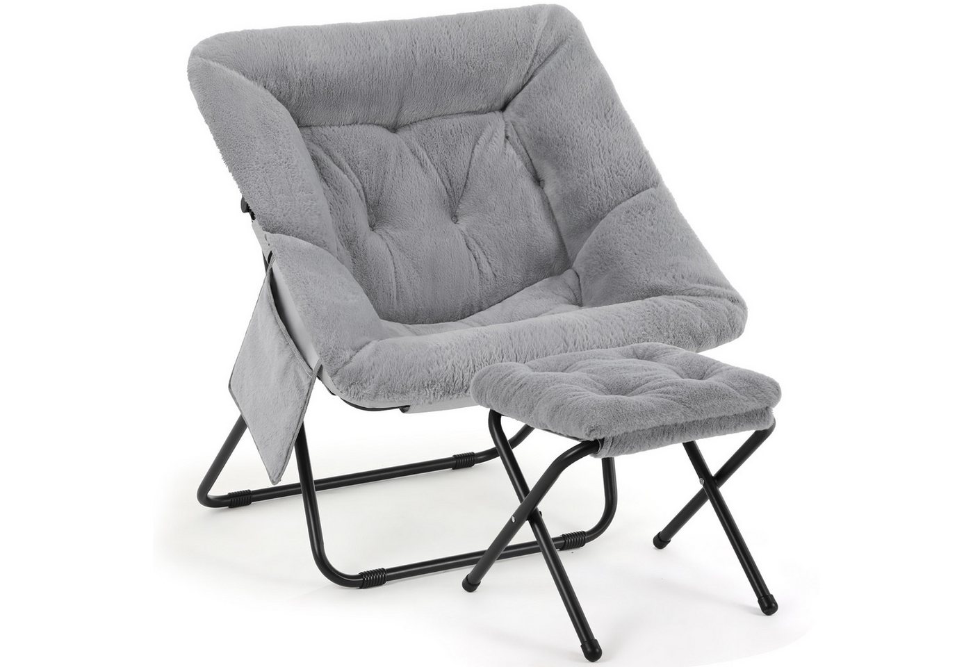 TLGREEN Relaxsessel,klappbarer Lounge-Sessel mit Hocker, (Weicher Kunstfell-Lesesessel, Relaxsessel mit Hocker),Ideal für Wohnzimmer, Schlafzimmer & Spielzimmer – Bild 2 von 5