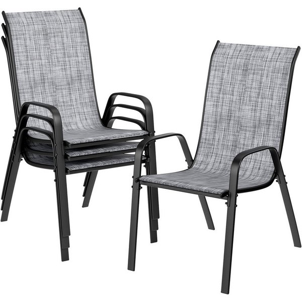 TLGREEN Stapelstuhl Gartenstühle Stapelstuhl,Camping Stapelbar Hochlehner, (Terrassenstuhl Textilene Stahlgestell für Gärten Innenhöfe Balkone Restaurants, 4 St