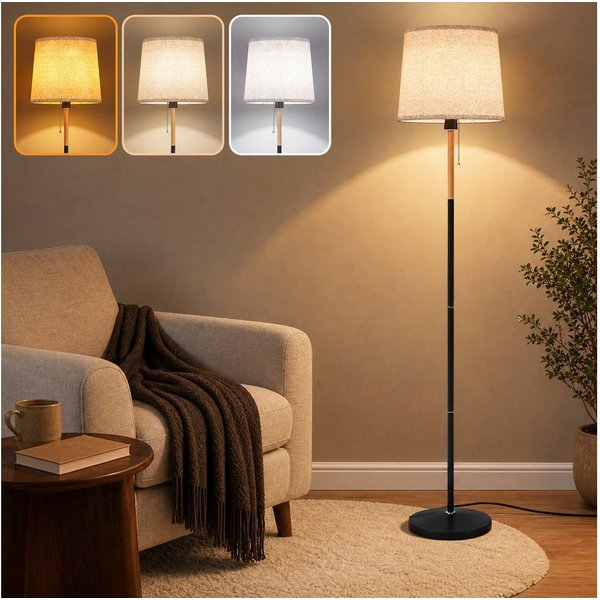 TLGREEN Stehlampe LED Stehleuchte, Wohnzimmerlampe, E27 Lampensockel, Max. 60W, mit 9W LED-Glühbirne, LED wechselbar, 170cm Höhe für Wohnzimmer, Schlafzimmer, A