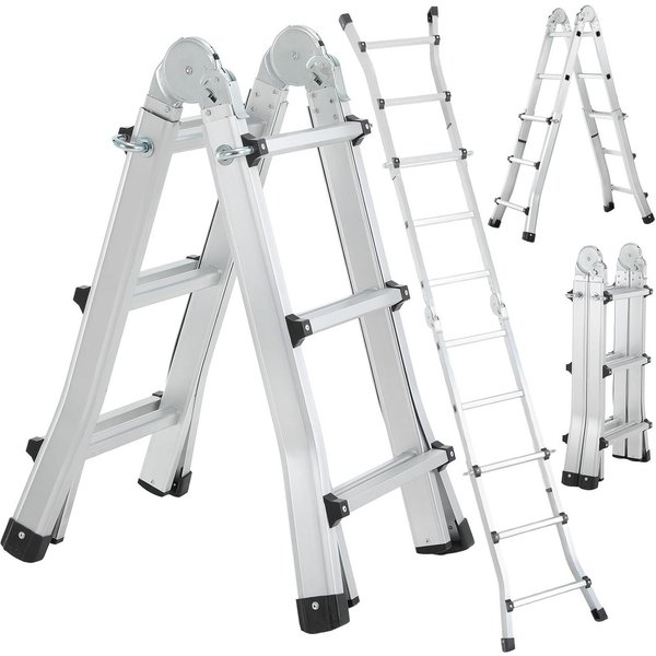 TLGREEN Teleskopleiter 2.86/3.98/4,8m Teleskop-Klappleiter aus Aluminiumlegierung, (3 in 1 Vielzweckleiter,4x5 Sprossen Aluleiter, Max.Tragfähigkeit 150KG), Tra