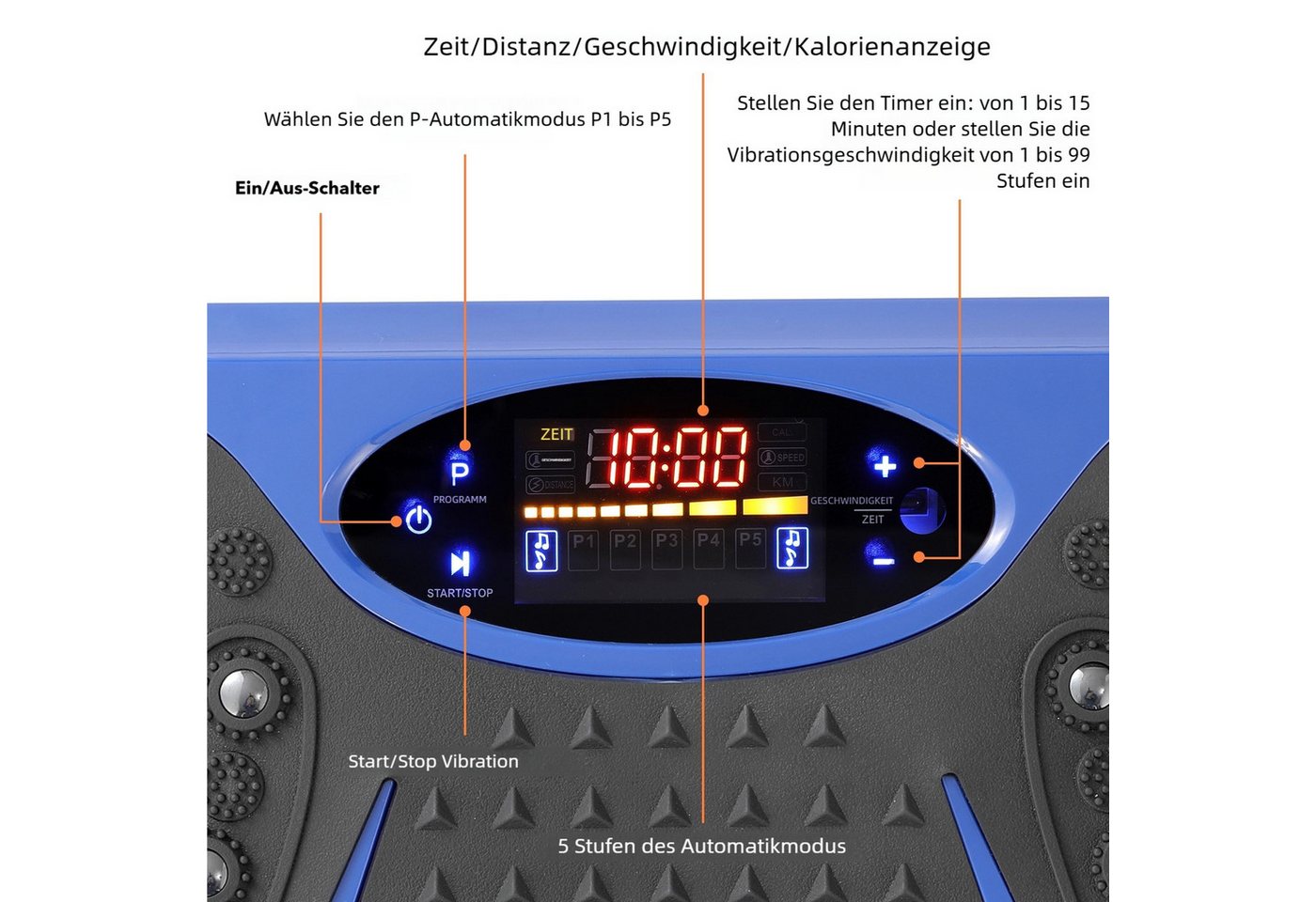 TLGREEN Vibrationsplatte 99 Stufen 5 Trainingsprogramme,Kompaktes Design, Leiser Motor, 99 Intensitätsstufen, Fitness Vibrationsboard für Zuhause, Fettverbrennu – Bild 3 von 5