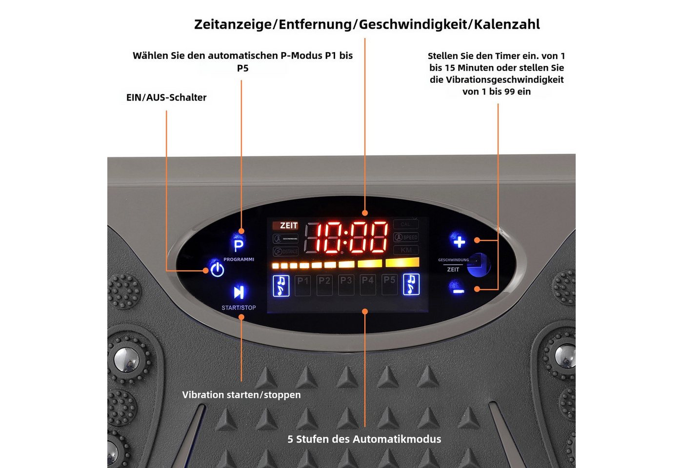 TLGREEN Vibrationsplatte 99 Stufen 5 Trainingsprogramme,Kompaktes Design, Leiser Motor, 99 Intensitätsstufen, Fitness Vibrationsboard für Zuhause, Fettverbrennu – Bild 3 von 5