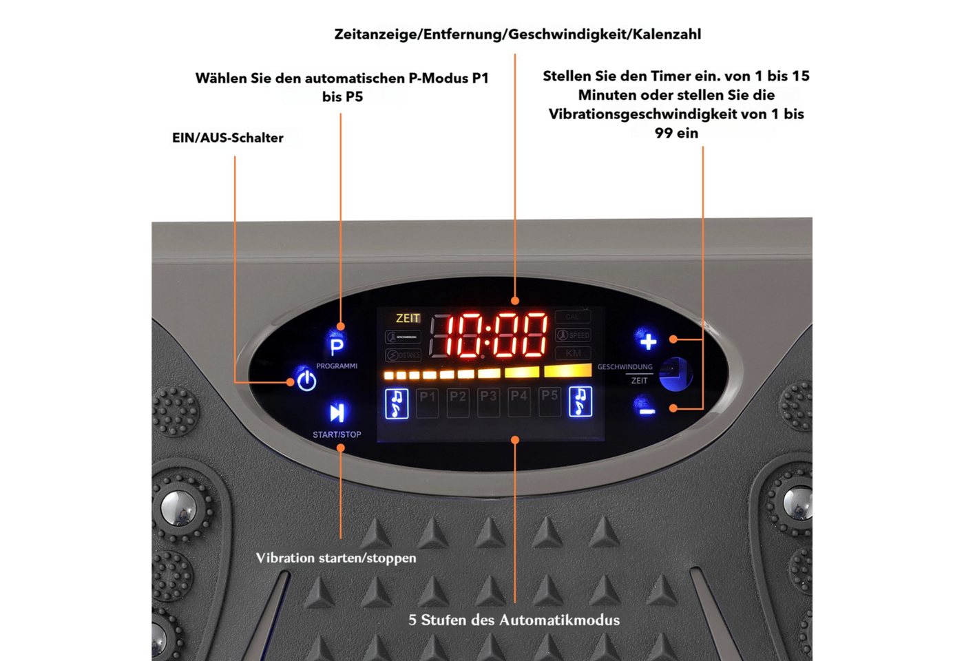 TLGREEN Vibrationsplatte 99 Stufen 5 Trainingsprogramme,Kompaktes Design, Leiser Motor, 99 Intensitätsstufen, Fitness Vibrationsboard für Zuhause, Fettverbrennu – Bild 3 von 5