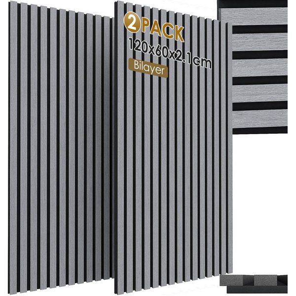 TLGREEN Wandpaneel 2er Set Akustikpaneele Holzoptik 3D Wandpaneele, BxL: 60x120 cm, 0,72 qm, (Schallabsorber Wandpaneele,Schalldämmung Wandverkleidung, Akustik 