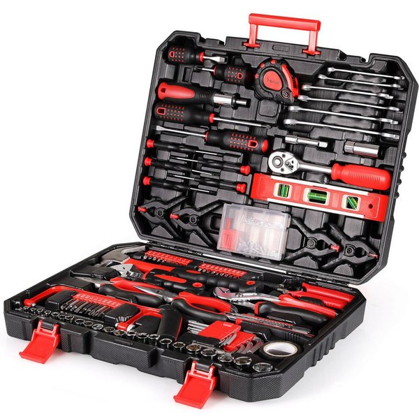 TLGREEN Werkzeugset Haushaltskoffer, (198-tlg., Schraubendreher-Set, Heim-Werkzeugkasten, Auto-Reparatur-Werkzeug), Universeller Kompletter Tragbarer Werkzeugka