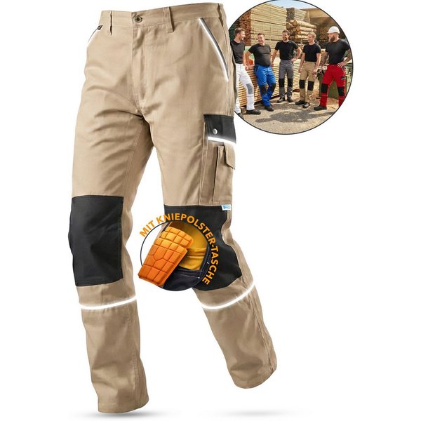 TMG International Arbeitshose Arbeitshose Bundhose Cargohose Style Arbeitshose Herren mit Kniepolstertaschen in Übergrößen erhältlich