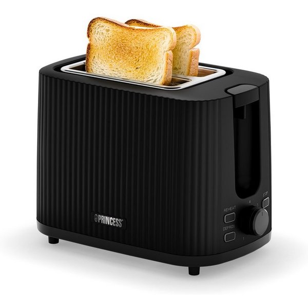 PRINCESS Toaster Princess 142337 Toaster Wave – Stilvolles Design – leistungsstarker un, 2 kurze Schlitze, für 2 Scheiben, 930 W, Wave, 7 Stufen, Krümelschublad