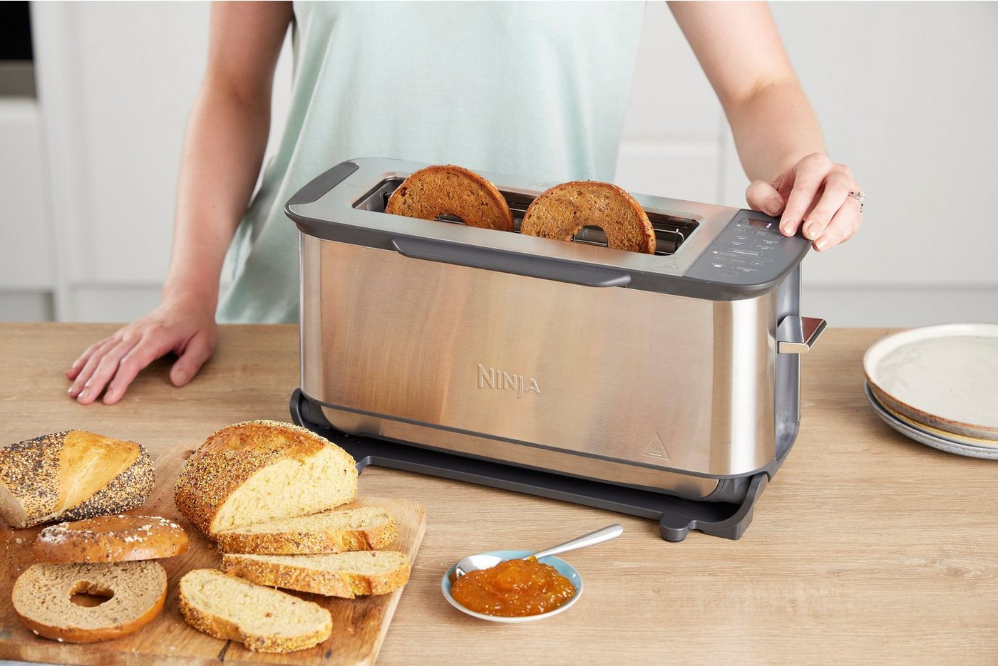 NINJA Toaster ST202EU Ninja Foodi, 1 Schlitz, 2400 W, 2-in-1 Toaster, Grill & Panini-Presse – Bild 4 von 5