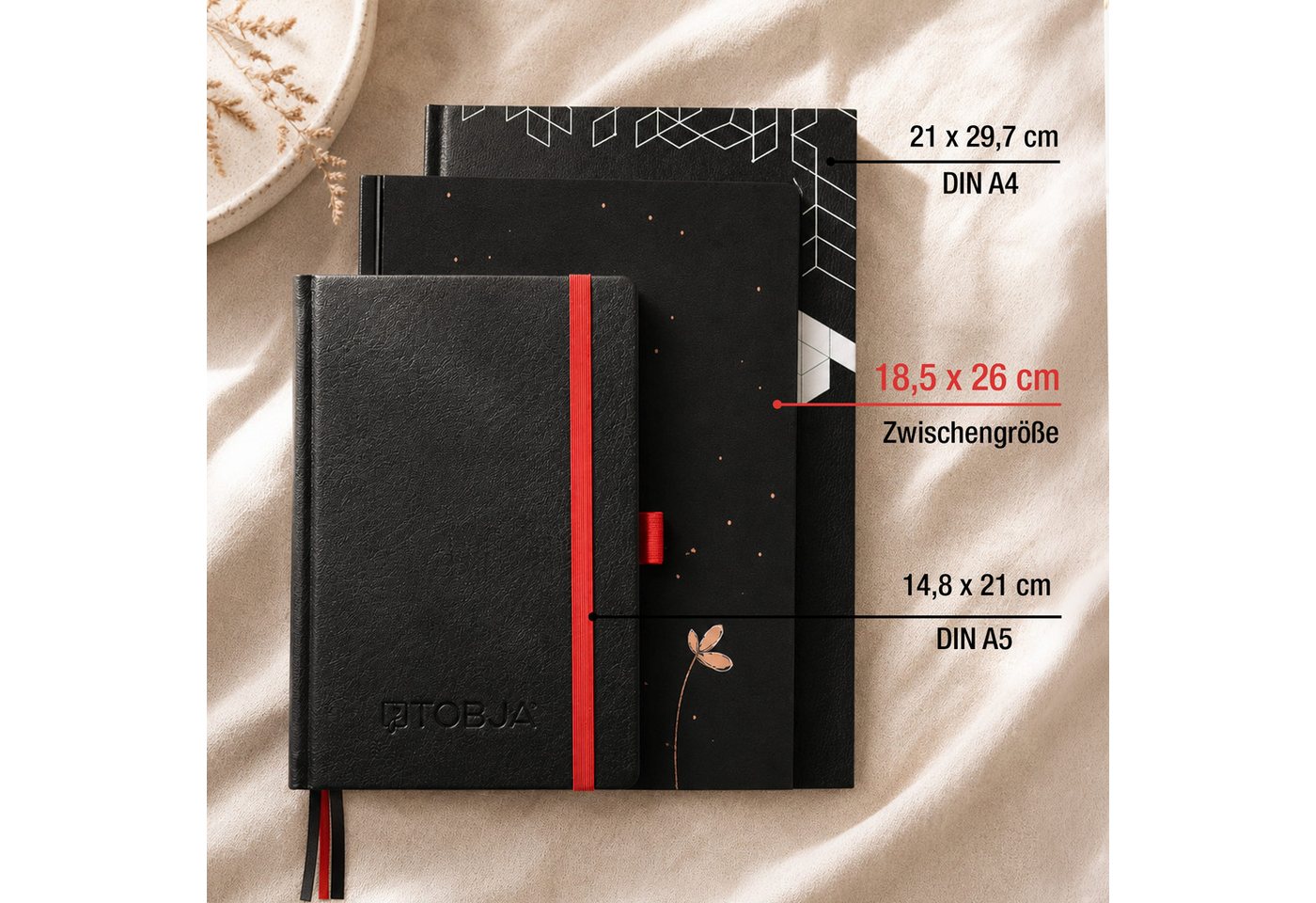 TOBJA Buchkalender Premium Planer 2027 Buchkalender schwarz Roségold OptiPlaner Noir FSC, Roségold-Akzent, 30-Min-Taktung, 18,5x26 cm, FSC, 4-sprachig – Bild 5 von 5