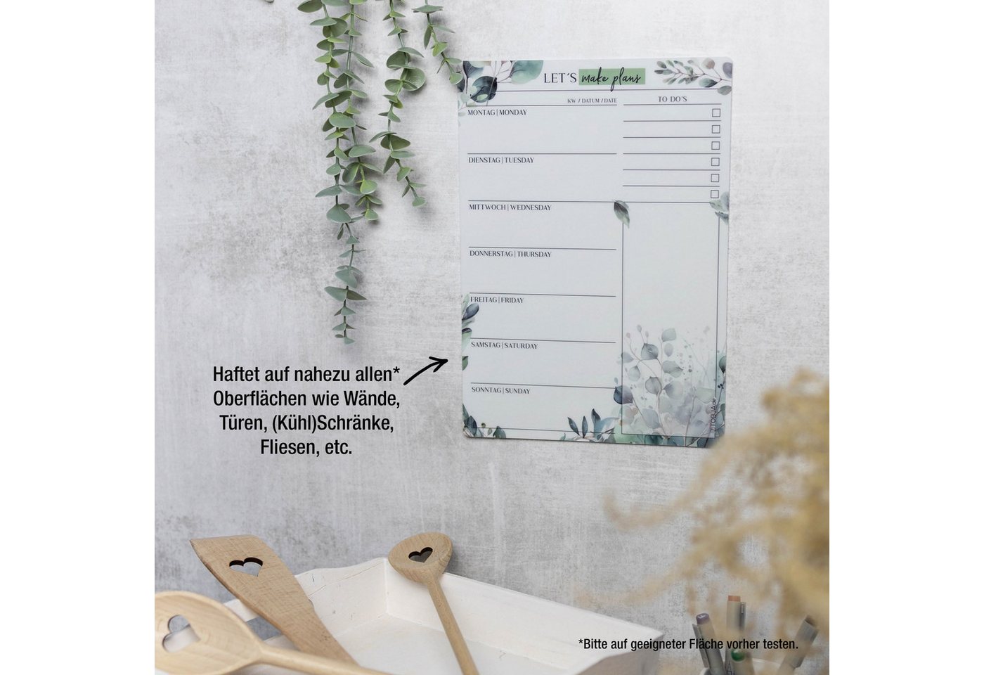 TOBJA Memoboard Menüplaner Woche, abwischbarer Wochenplaner inkl. Markenstift, Wiederverwendbarer Meal Planner für Familie & Küche – Bild 4 von 5