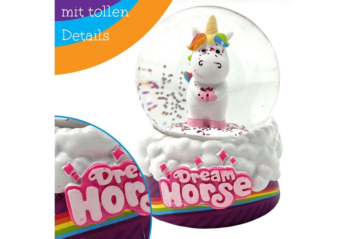 TOBJA Schneekugel Schneekugel Einhorn mit Glitzer, Schüttelkugel Glas Unicorn - Eine via zufällige Auswa – Bild 4 von 5