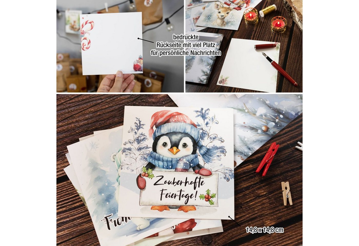 TOBJA Weihnachtskarte Weihnachtskarten XXL mit Umschlag Set, 10x Große Weihnachtskarten Postkarten Geschenkkarten – Bild 5 von 5