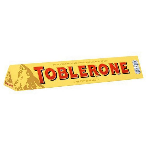 Toblerone Schokolade, Toblerone Schweizer Milchschokolade mit Honig Mandel Nougat 100g
