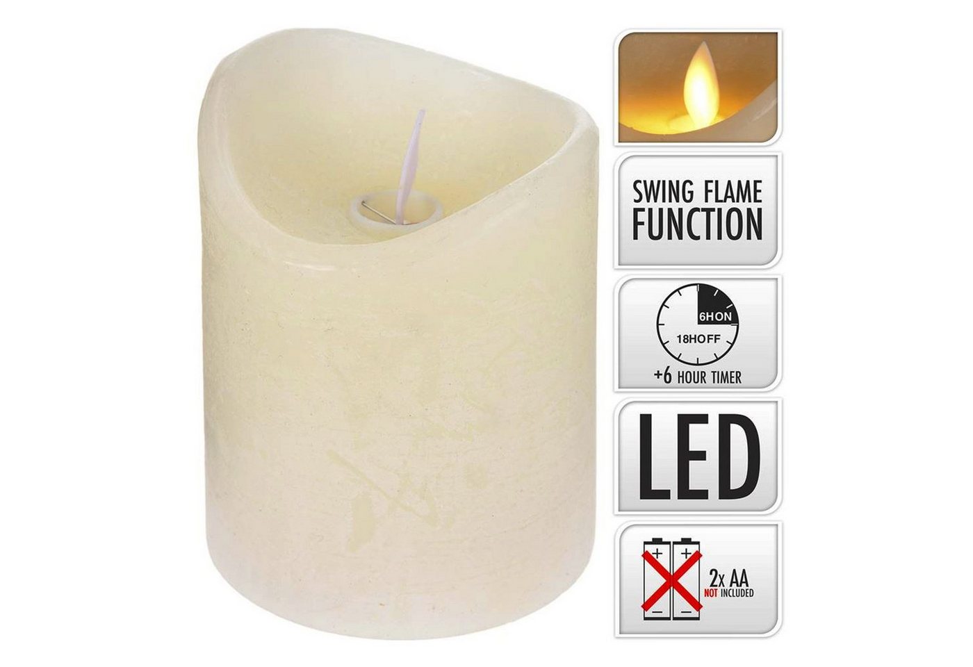 ToCi LED-Kerze 4er Set Echtwachs-Kerzen mit Timer : Creme Ø 7,5 x 10 cm Flamme – Bild 2 von 5