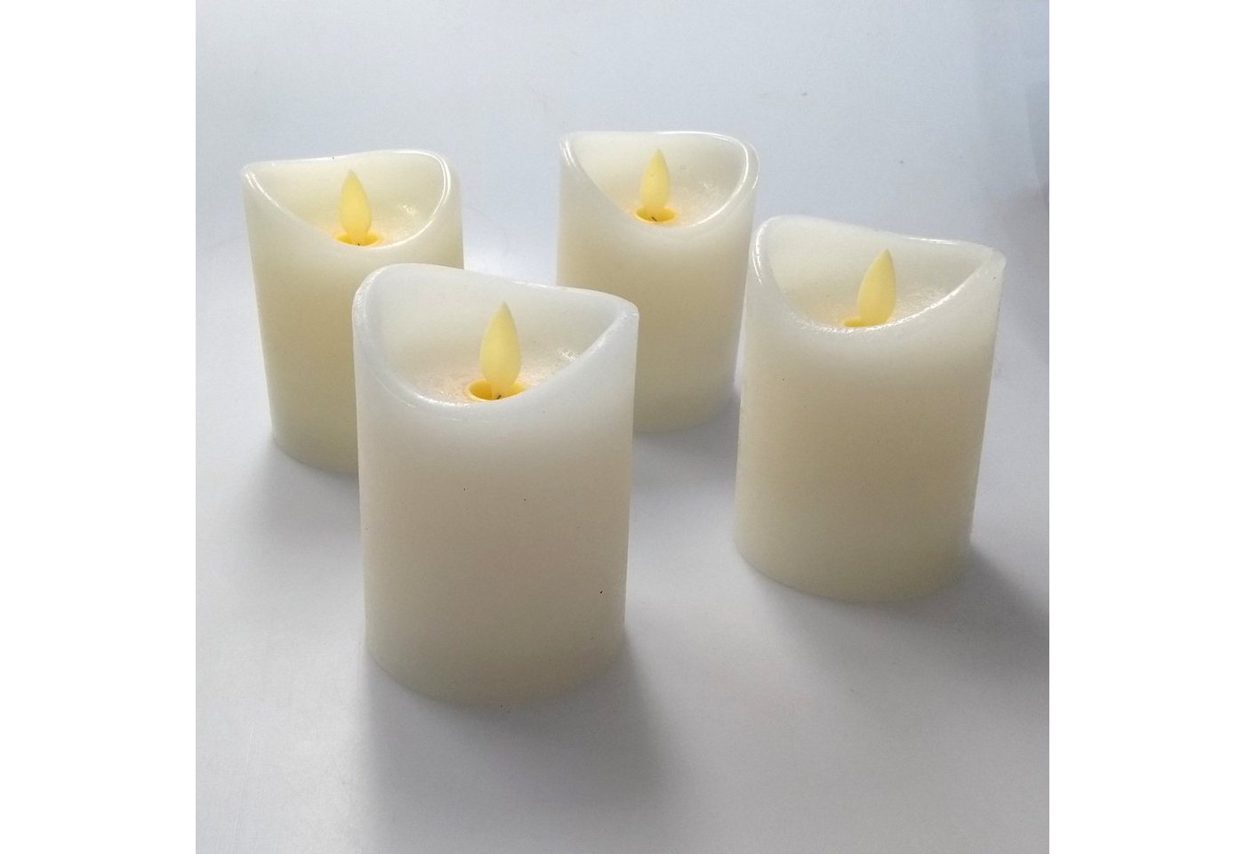 ToCi LED-Kerze 4er Set Echtwachs-Kerzen mit Timer : Creme Ø 7,5 x 10 cm Flamme – Bild 5 von 5