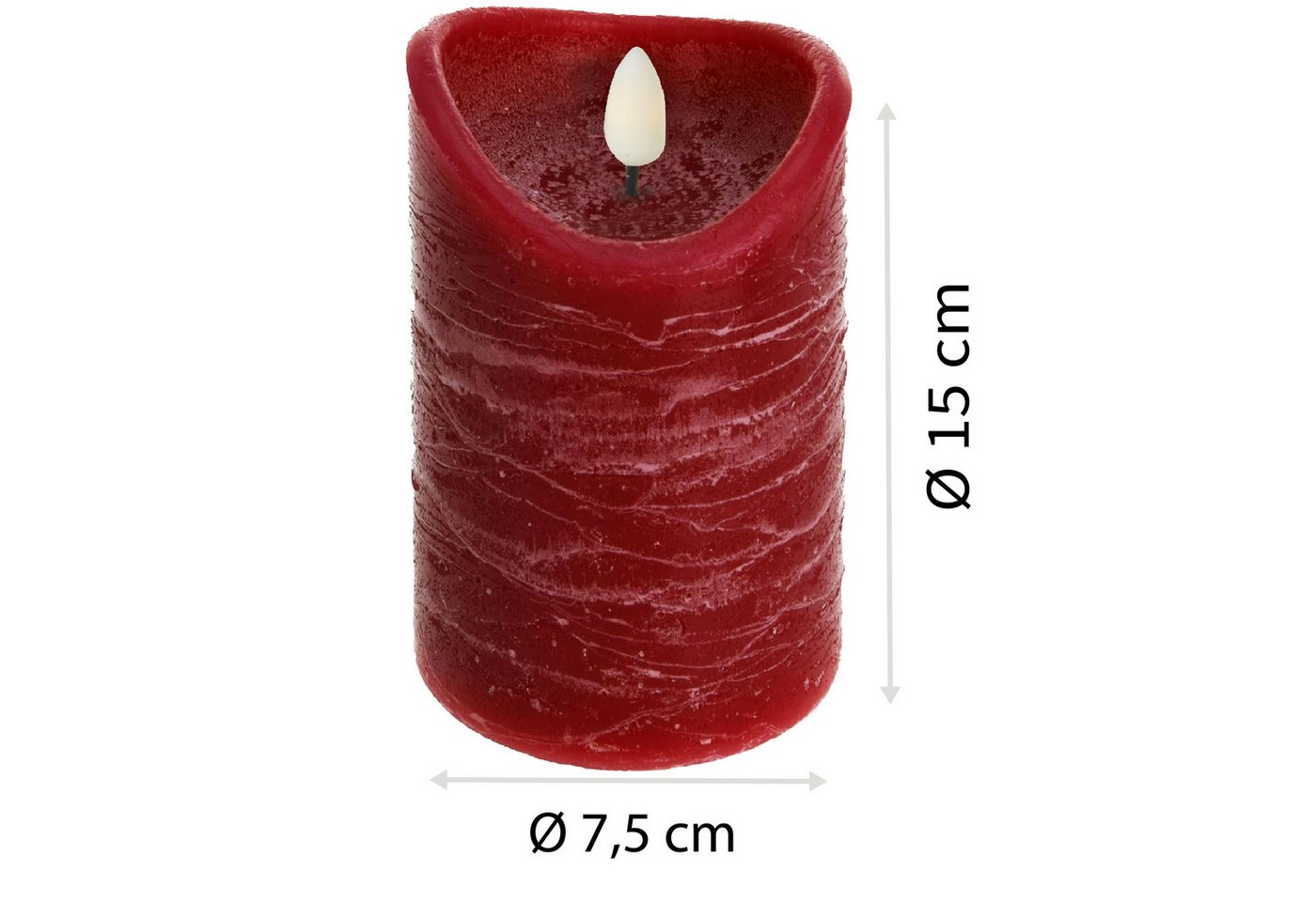 ToCi LED-Kerze LED Echtwachs Kerzen Set Timer schwarzer Docht, Rot, Ø7,5x15cm, 4 Stk. – Bild 2 von 5