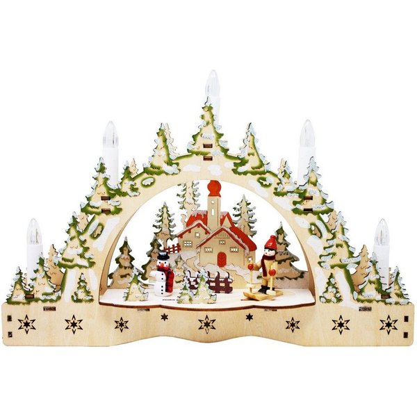 ToCi LED Schwibbogen LED-Kerzenbogen Schwibbogen mit 5 LED-Kerzen Weihnachts-Dekoration