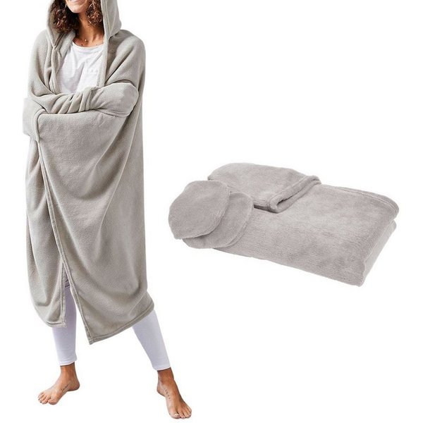 Wohndecke Kuscheldecke mit Ärmeln und Kapuze Essential, One Size, 115 x 165 cm, Today