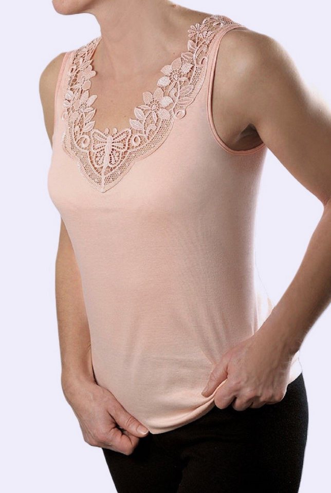 Toker Collection® Achselhemd Damen Unterhemd mit extra breiter Spitze (1 Stück, einzeln gepackt) Spitze in vielen Varianten – Bild 2 von 2