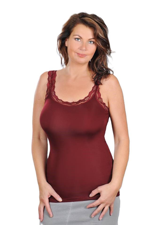 Toker Collection® Achseltop Damen Modal Top mit elastischer Spitze (Packung, 1 Stück) Doppelripp Optik – Bild 2 von 2