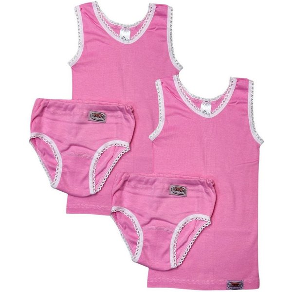 Toker Collection® Unterhemd Mädchen Unterwäsche Set 2x Unterhemd & 2x Slip (Packung, 2er-Pack) aus reiner Baumwolle