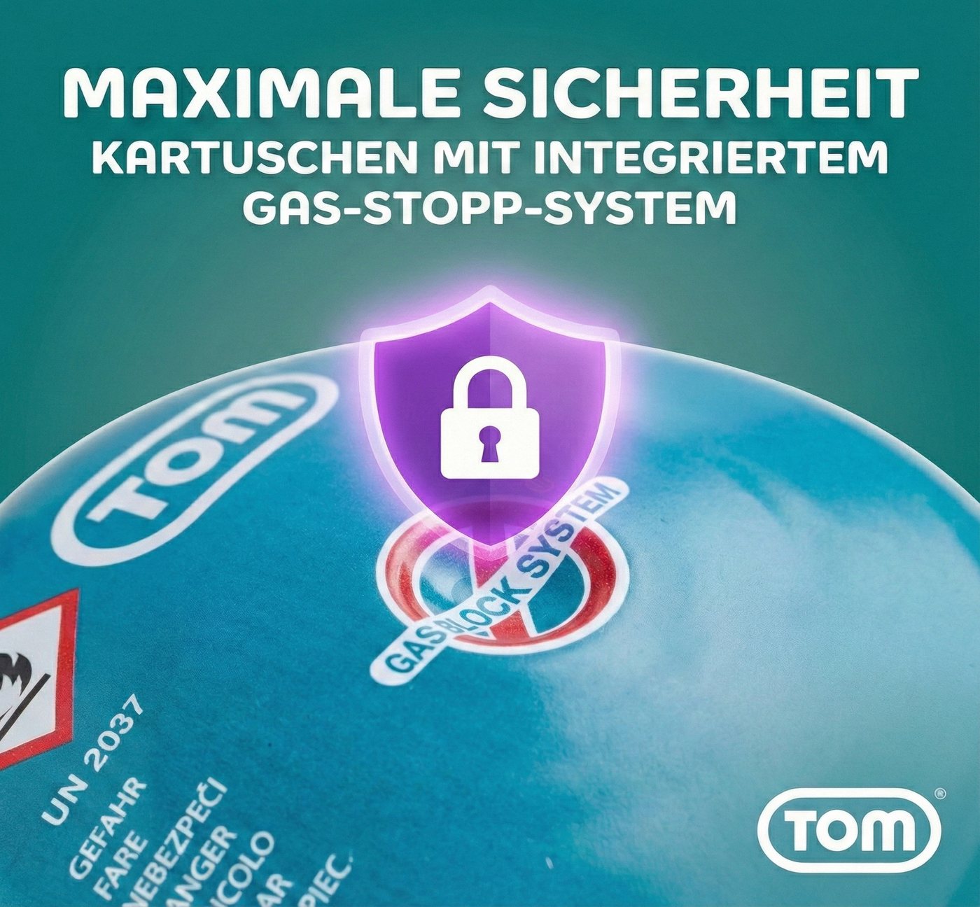 TOM Gaskartusche 190g Stechgaskartuschen Universal Gas, Zubehör für TOM GB-190, 12 St., für Tischkamine, Gasbrenner, Gaskocher, Unkrautbrenner etc. – Bild 4 von 5