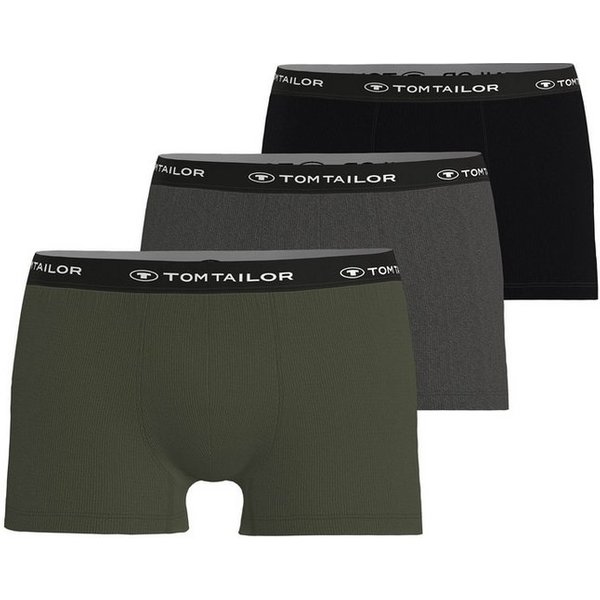 TOM TAILOR Boxershorts Buffer (3er Pack) weich, bequem, basic, eng, Logobund, Baumwollmix