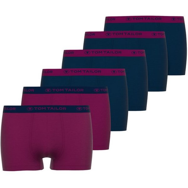 TOM TAILOR Boxershorts Buffer (6er Pack) feuchtigkeitsregulierend, eng, atmungsaktiv, Logobund, Baumwollmix