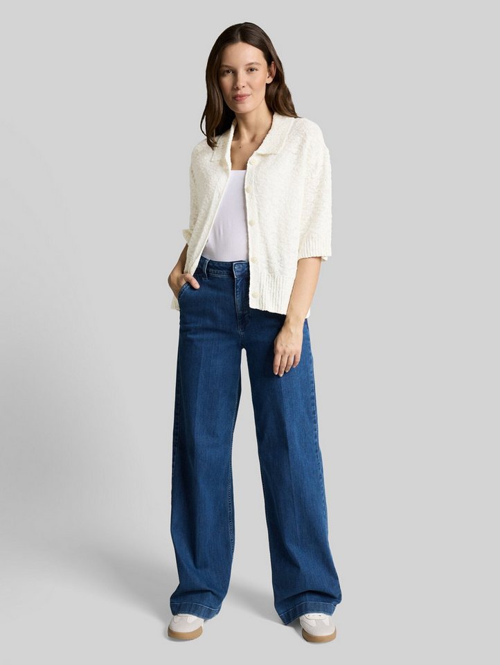 TOM TAILOR Cardigan Pullover & Strickjacken Loose Fit Bouclé Cardigan mit Kragen – Bild 5 von 5
